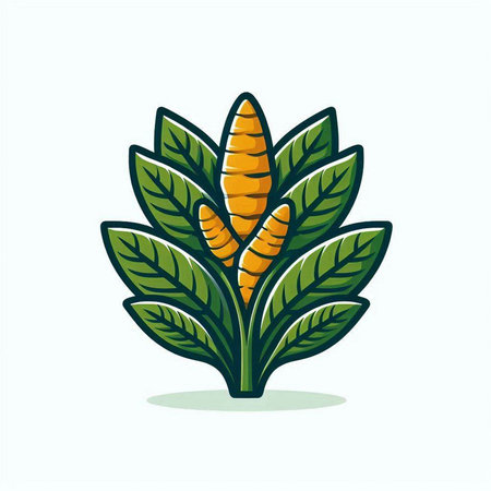 Illustration of a turmeric plant isolated on a white background.のイラスト素材