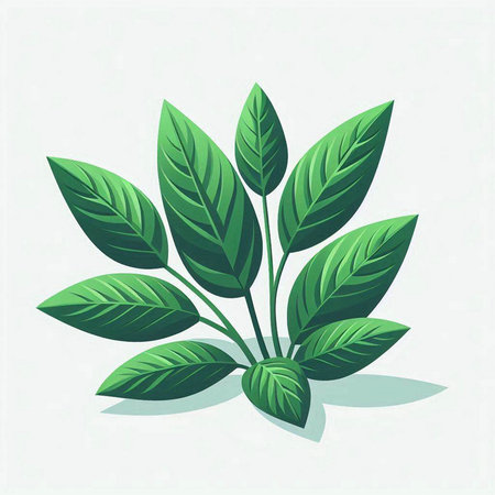 Green leaves on a white background. Vector illustration. Eps 10.のイラスト素材