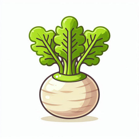 Illustration of fresh turnip in a pot on a white backgroundのイラスト素材