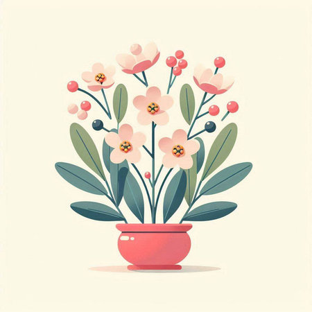 Flower in a vase. Vector illustration in flat style.のイラスト素材