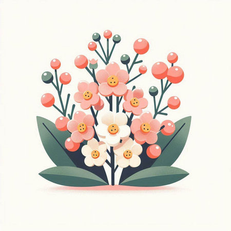 Flower bouquet on white background. Vector illustration. Flat style.のイラスト素材
