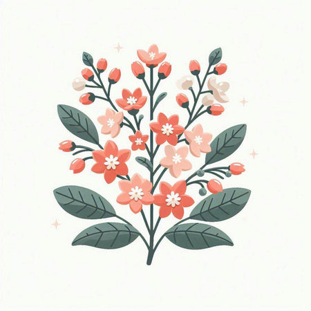 Cute hand drawn floral background. Vector illustration in retro style.のイラスト素材
