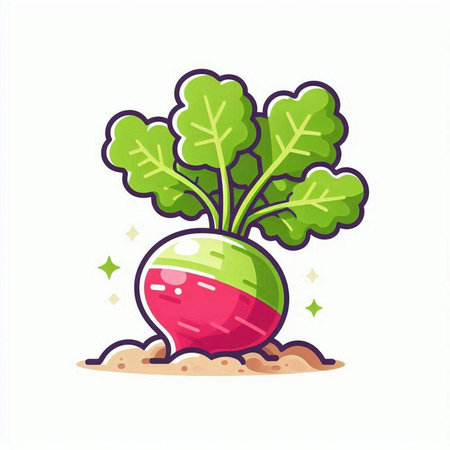 Cartoon radish on white background. Vegetable vector illustration.のイラスト素材
