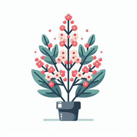 Flower in a pot. Vector illustration in a flat style.のイラスト素材