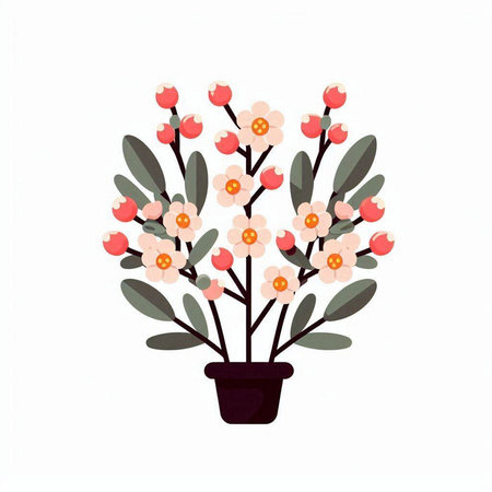 Flower bouquet in a pot on a white background. Vector illustrationのイラスト素材