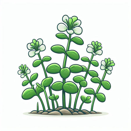 Illustration of a group of green plants on a white background.のイラスト素材