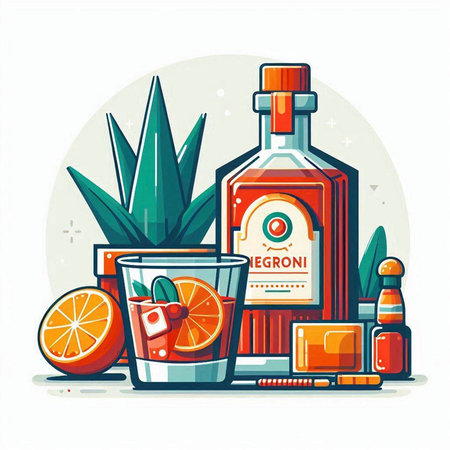 Alcoholic drink. Vector illustration in flat style. Alcoholic beverages.のイラスト素材