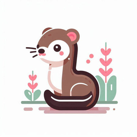 Cute ferret vector illustration. Cute cartoon animal character.のイラスト素材
