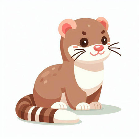 Cute cartoon otter sitting on the floor. Vector illustration.のイラスト素材