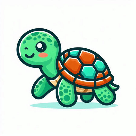 Cute cartoon turtle. Vector illustration isolated on a white background.のイラスト素材