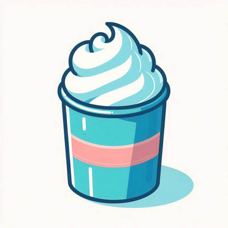 Ice cream in a paper cup on a white background. Vector illustration.のイラスト素材