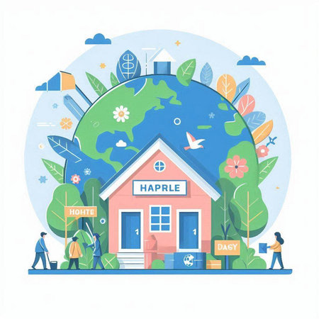 Flat design vector illustration concept of Earth Day, environment protection.のイラスト素材