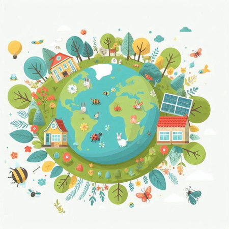 Ecology concept, save the planet, save the earth, vector illustrationのイラスト素材