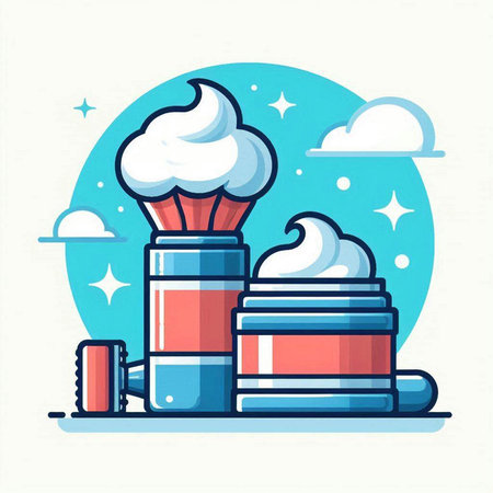 Creamy cosmetic products. Vector illustration in flat cartoon style.のイラスト素材