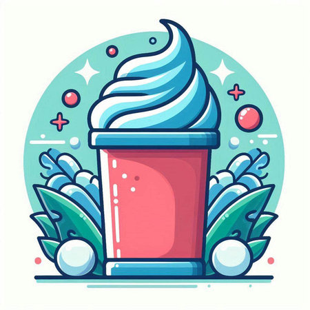 Coffee cup with whipped cream. Vector illustration in flat style.のイラスト素材