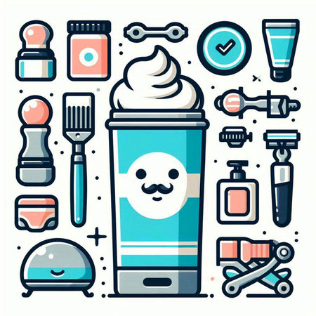 Vector illustration of a set of men's cosmetics and beauty products.のイラスト素材