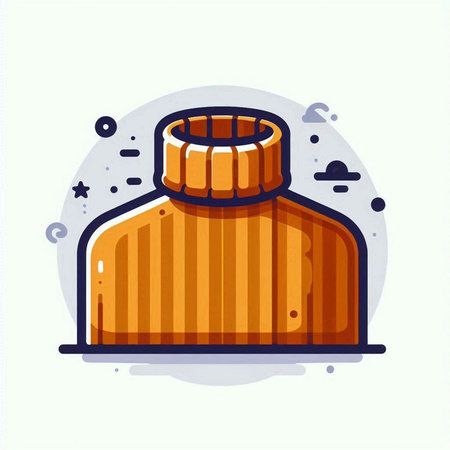 Wooden bottle icon. Vector illustration in flat style on white background.のイラスト素材