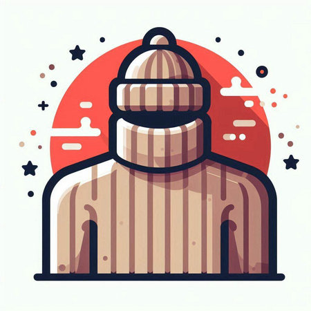 Vector illustration of a man in winter clothes. Flat style design.のイラスト素材