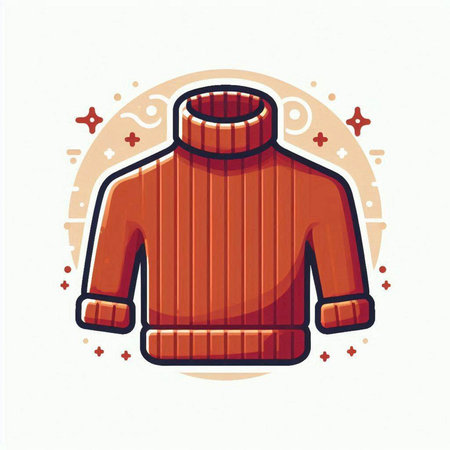 Vector illustration of knitted sweater in retro style on white background.のイラスト素材