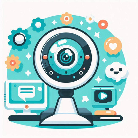 Vector illustration of web camera. Flat design. Webcam icon.のイラスト素材