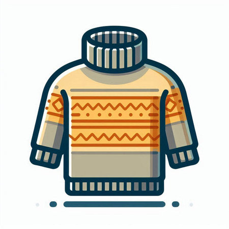 Vector illustration of warm knitted sweater isolated on white background. Winter clothes for cold weather.のイラスト素材