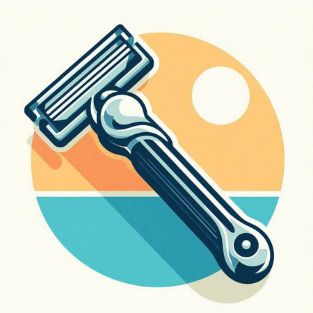 Razor blade icon, vector illustration. Flat design style with long shadowのイラスト素材