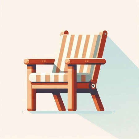 Wooden deck chair. Vector illustration of a wooden deck chair.のイラスト素材