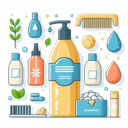 Cosmetics and body care. Vector illustration in flat design style.のイラスト素材