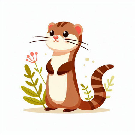 Cute ferret animal vector illustration. Cute cartoon animal character.のイラスト素材