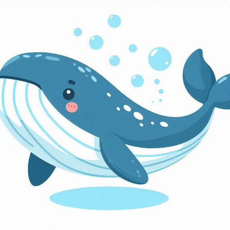 Cute cartoon whale. Vector illustration of a cute cartoon whale.のイラスト素材