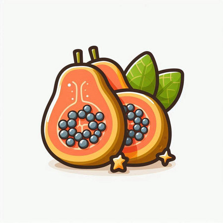 Papaya fruit icon. Vector illustration of fresh papaya fruit.のイラスト素材