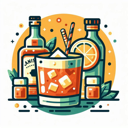 Alcoholic drinks. Cocktail in a glass. Vector illustrationのイラスト素材