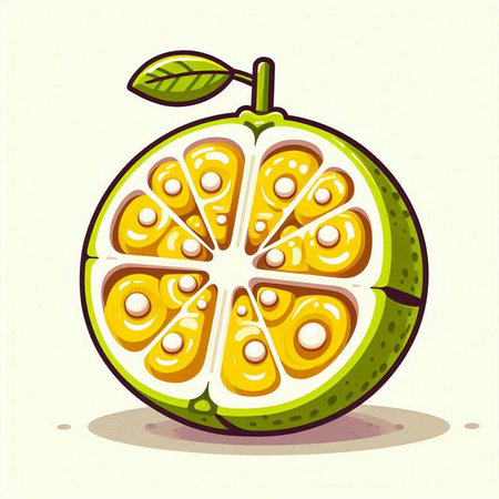 Illustration of a fresh slice of green pomelo fruit.のイラスト素材