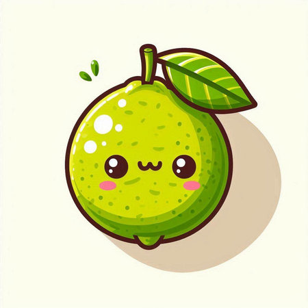 Cute kawaii lime fruit character. Vector flat cartoon illustrationのイラスト素材