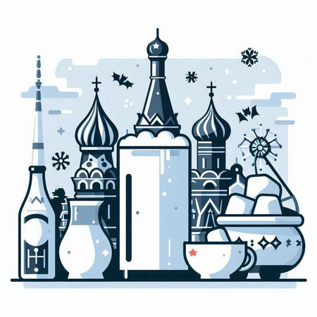 Vector illustration of Moscow Kremlin, Russia. Travel and Tourism Concept.のイラスト素材