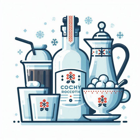 Coffee in glass and teapot. Vector illustration.のイラスト素材