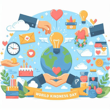 World Day of Charity concept. Flat design style. Vector illustration.のイラスト素材