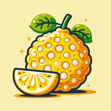 Kumquat fruit vector illustration. Cute kumquat fruit icon.のイラスト素材