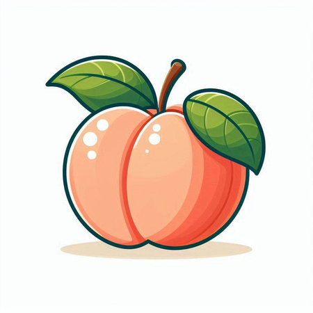 Peach fruit vector illustration. Isolated on white background. Peach icon.のイラスト素材