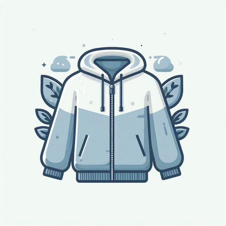 Vector illustration of a hooded sweatshirt with a hood and leaves.のイラスト素材