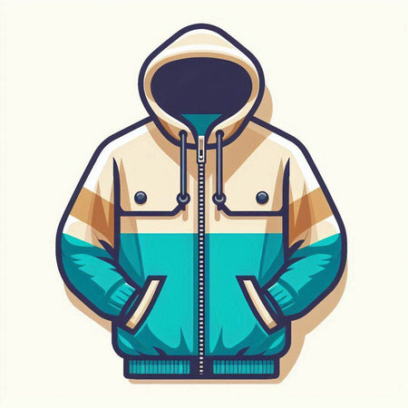 Stylized vector illustration of a winter jacket with a hood.のイラスト素材