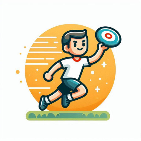 Cartoon vector illustration of a boy playing badminton with a ballのイラスト素材