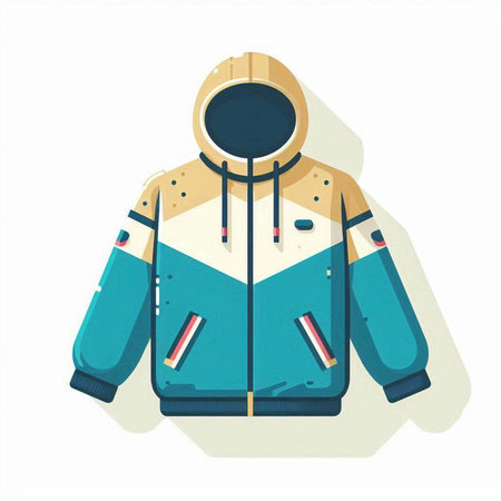 Winter sport jacket isolated on white background. Flat style vector illustration.のイラスト素材