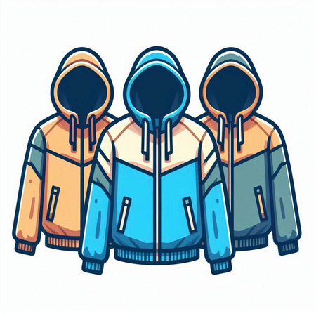 Set of winter jackets on a white background. Vector illustration in sketch styleのイラスト素材