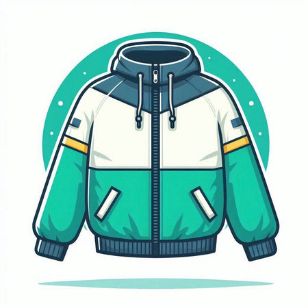 Jacket for winter sports. Vector illustration of a warm jacket.のイラスト素材