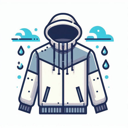 Vector illustration of a hooded jacket with a hood and raindropsのイラスト素材