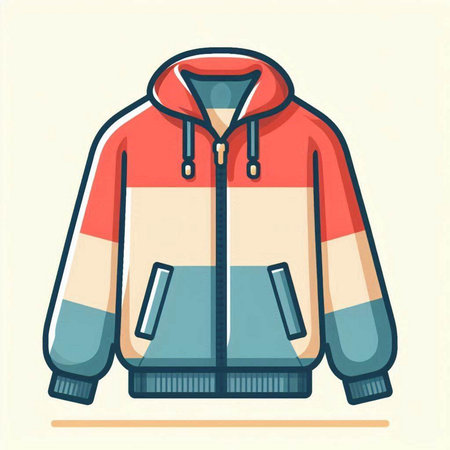 Vector illustration of a winter jacket in a flat style on a white backgroundのイラスト素材