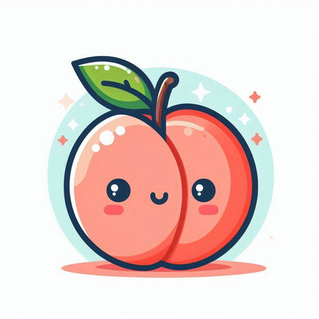 Cute apricot fruit character. Vector flat cartoon illustration.のイラスト素材