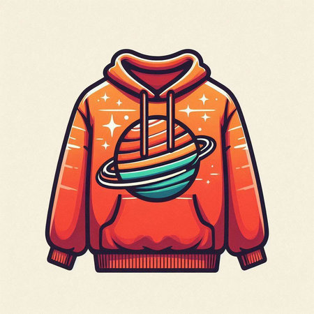 Hoodie with a sphere. Vector illustration in retro style.のイラスト素材