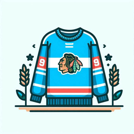 Vector illustration of a sweater with the image of the head of the hockey player.のイラスト素材